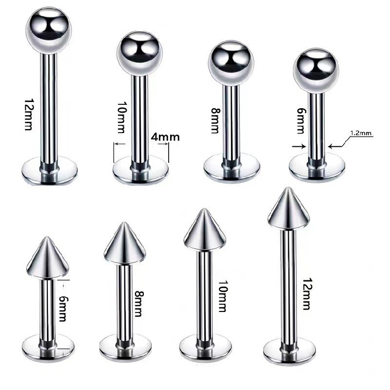 F136 titanium alloy lip nail round ball flat bottom rod internal thread ear bone nail lip nail earring screw piercing decoration