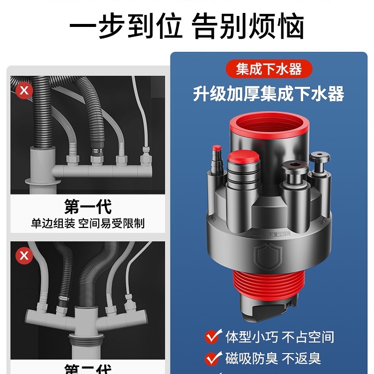 キッチン排水管 3 ヘッド食器洗い機シンク排水管浄水器シールプラグ分流防水防臭|undefined