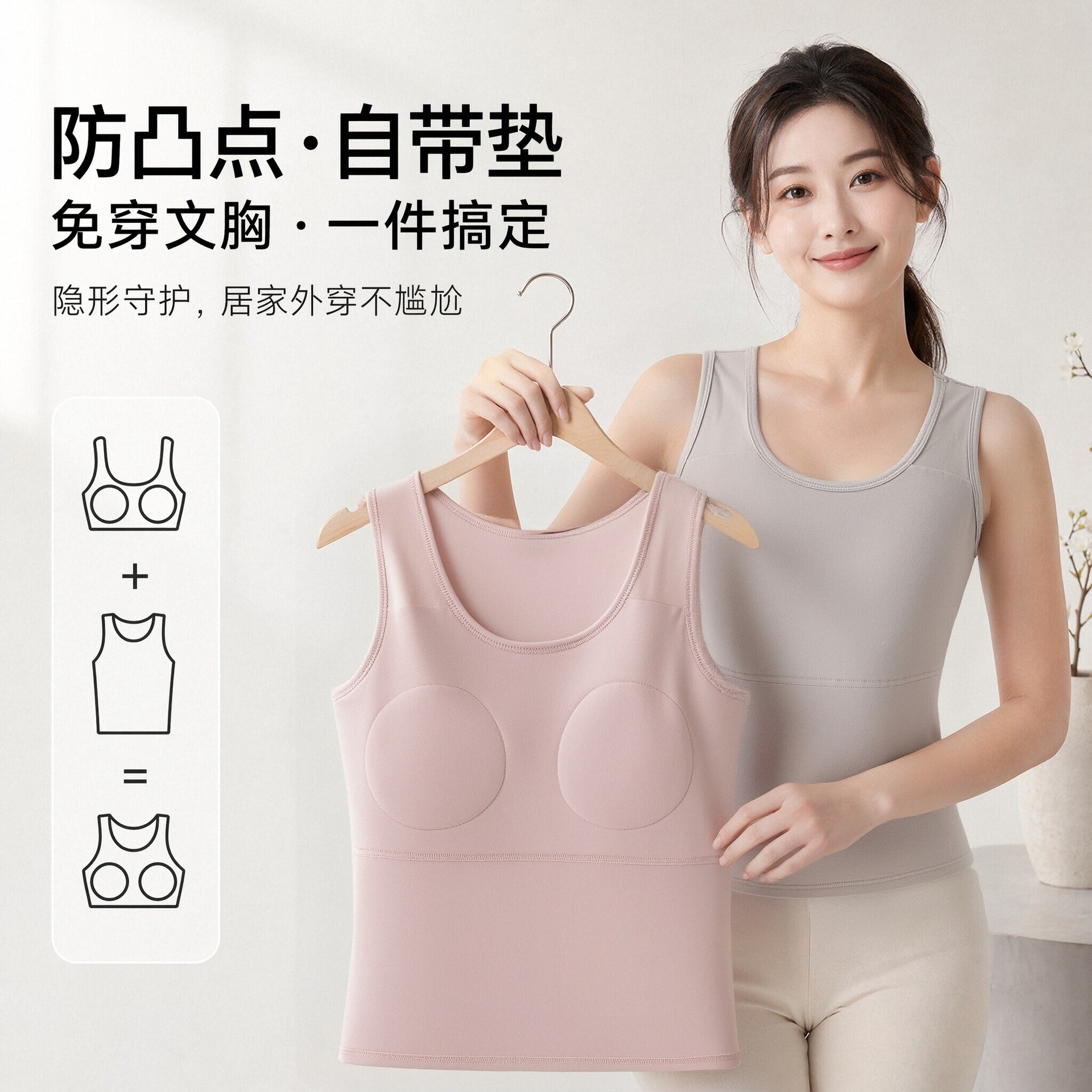 Cotton summer top with cups for elderly