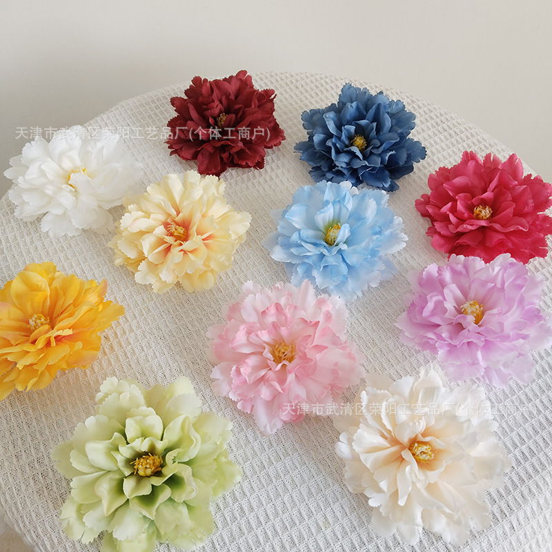 仿真芙蓉牡丹花头簪花发夹DIY 婚庆头饰胸花配件 家居插花装饰