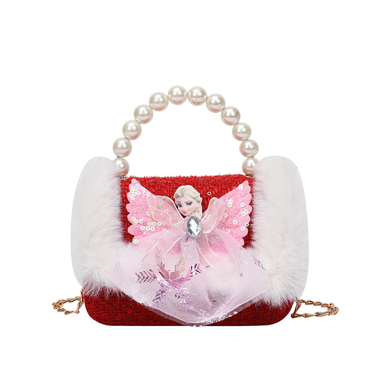 Bolso DE LOS NIÑOS estilo Chanel cadena bolsa de mensajero lindo bebé niña moda chica bolso de hombro moda perla