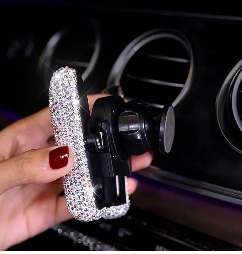 Cross-border car diamond-encrusted mobile phone bracket navigation rack dual-use air outlet seat gravity mobile phone bracket female bracket