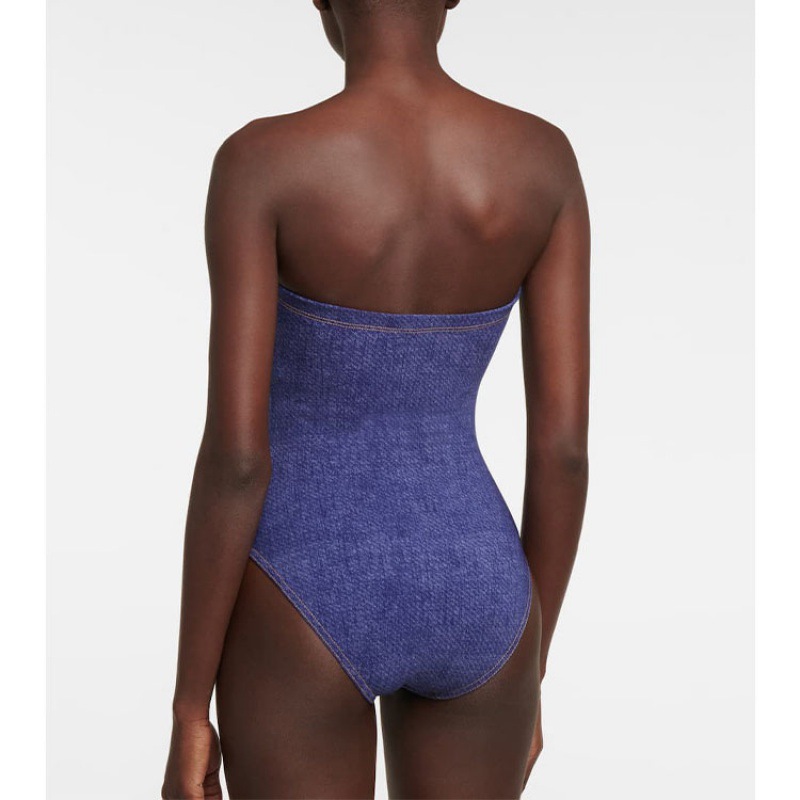 2024 Europa y los Estados Unidos nuevos trajes de baño unidos con arco de pecho jeans de mujeres explotadoras transfronterizas