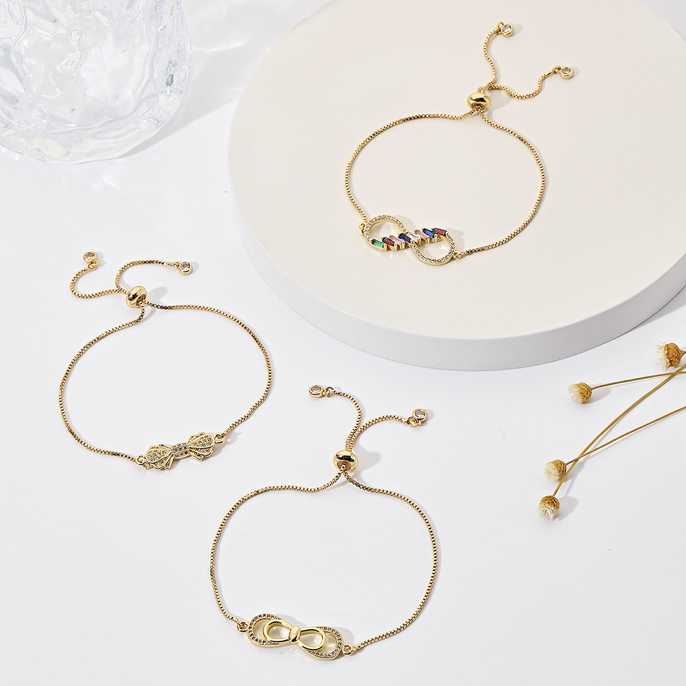 Fashion Bow Knot Copper Bracelets Inlay Zircon Copper Bracelets