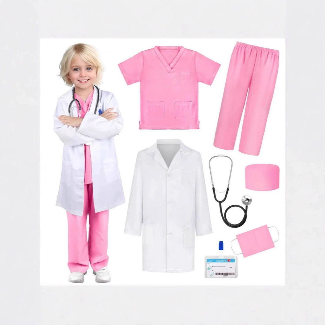 Детский белый халат, костюм медсестры, маленький доктор, хирургический костюм, детский комбинезон, научный эксперимент, ролевая игровая одежда