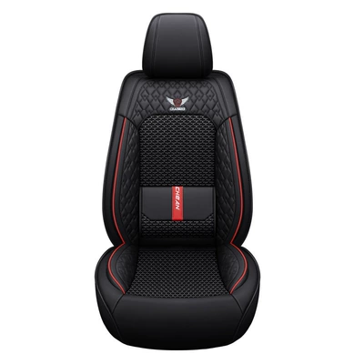 Seat cushion, seat cover Full-Coverage Leather Seat Cover - black-front-single-seat-free-labeling