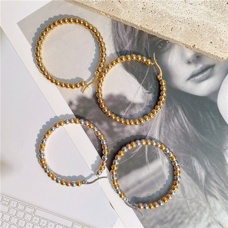 Titanium Steel Material Simple Style Circle Titanium Steel Hoop Earrings 1 Pair