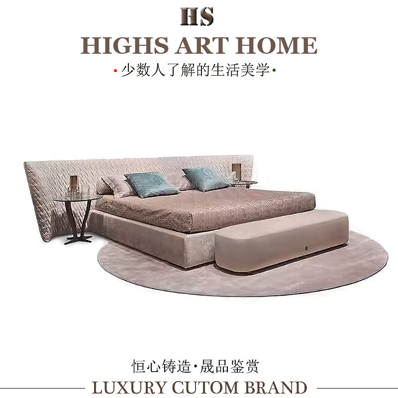 Alberta Italian Fashion Oversized Widescreen Bed Designer House Mansion Master Bedroom Modern Simple Double Bed
