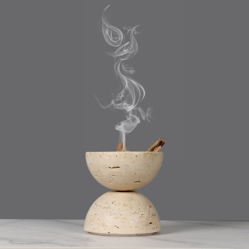 Cross-border Wabi-Sabi Style Natural Marble Incense Burner Creative Home Living Room TV Stand Desk Soft Decorative Accents Ornament
