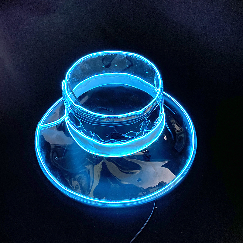 LED luminoso transparente sombrero de pescador Vacaciones de playa impermeable sombrero de playa moda inconformista espectáculo de escenario sombrero de rendimiento