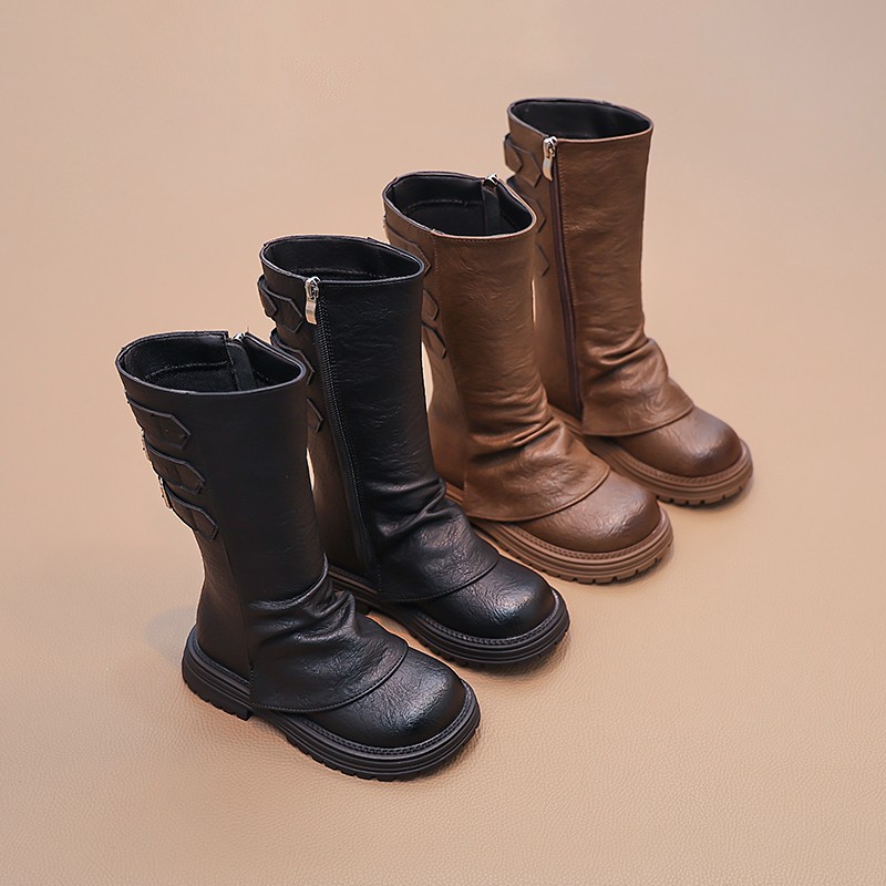 Girls' Slouch Boots 2025 Autumn and Winter New Melad Children's Martin Boots Little Girls' Long Tube Cotton High Boots