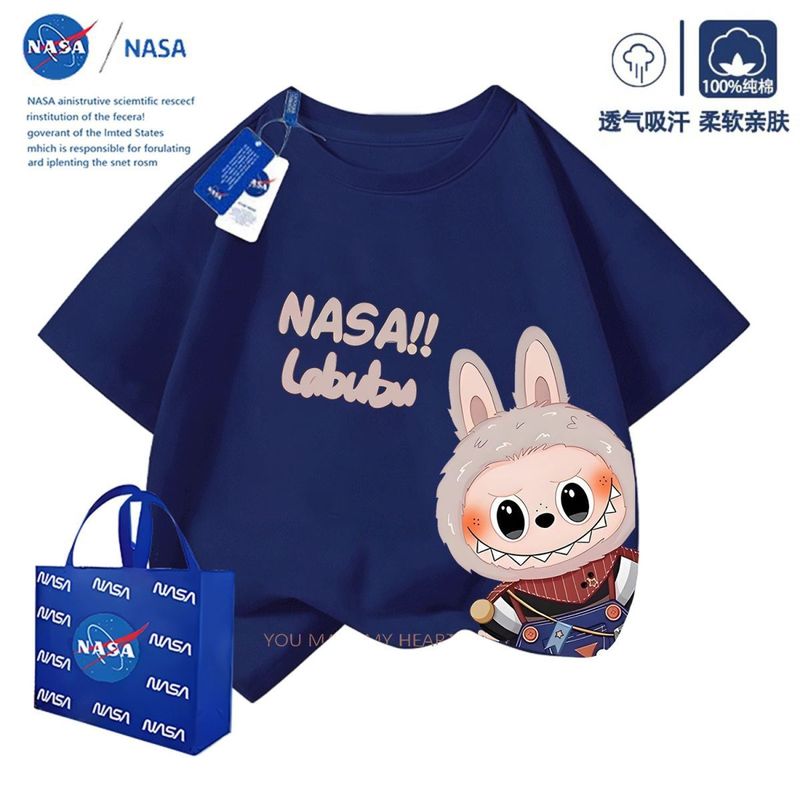 NASA 漫画かわいいラブブ子供男の子半袖 Tシャツ夏 2025 新しい半袖トップトレンド|undefined