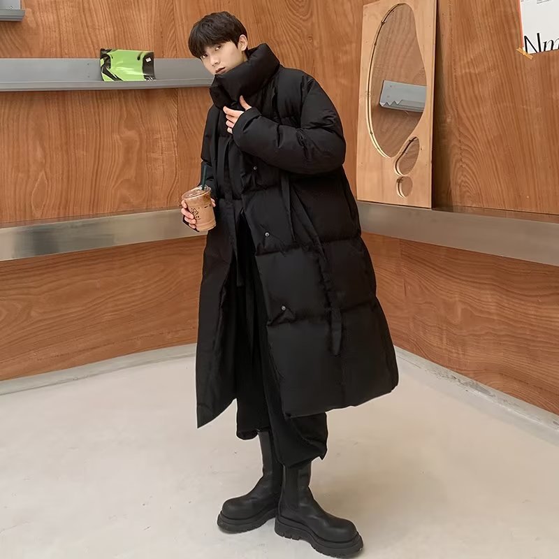 Winterjacke für Herren, wattiert – Stehkragenmantel mit dickem Futter (Schwarz/Grau, M-3XL)_voghion.com