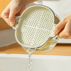 Draining vegetable basket, double-layer plastic basket, kitchen artifact, fruit basket, filter basket, vegetable basket, leaky basin, dripping basket