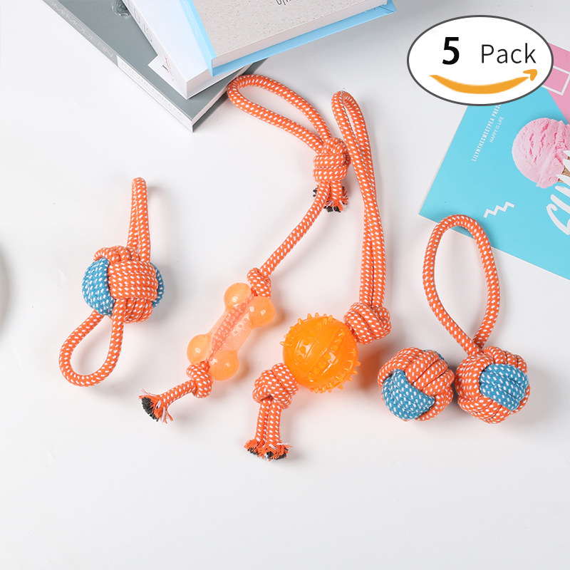 Productos para mascotas, cordón de algodón, dientes de molienda, juguetes para perros, bolas de juguetes para perros pequeños y medianos, juego de juguetes para perros