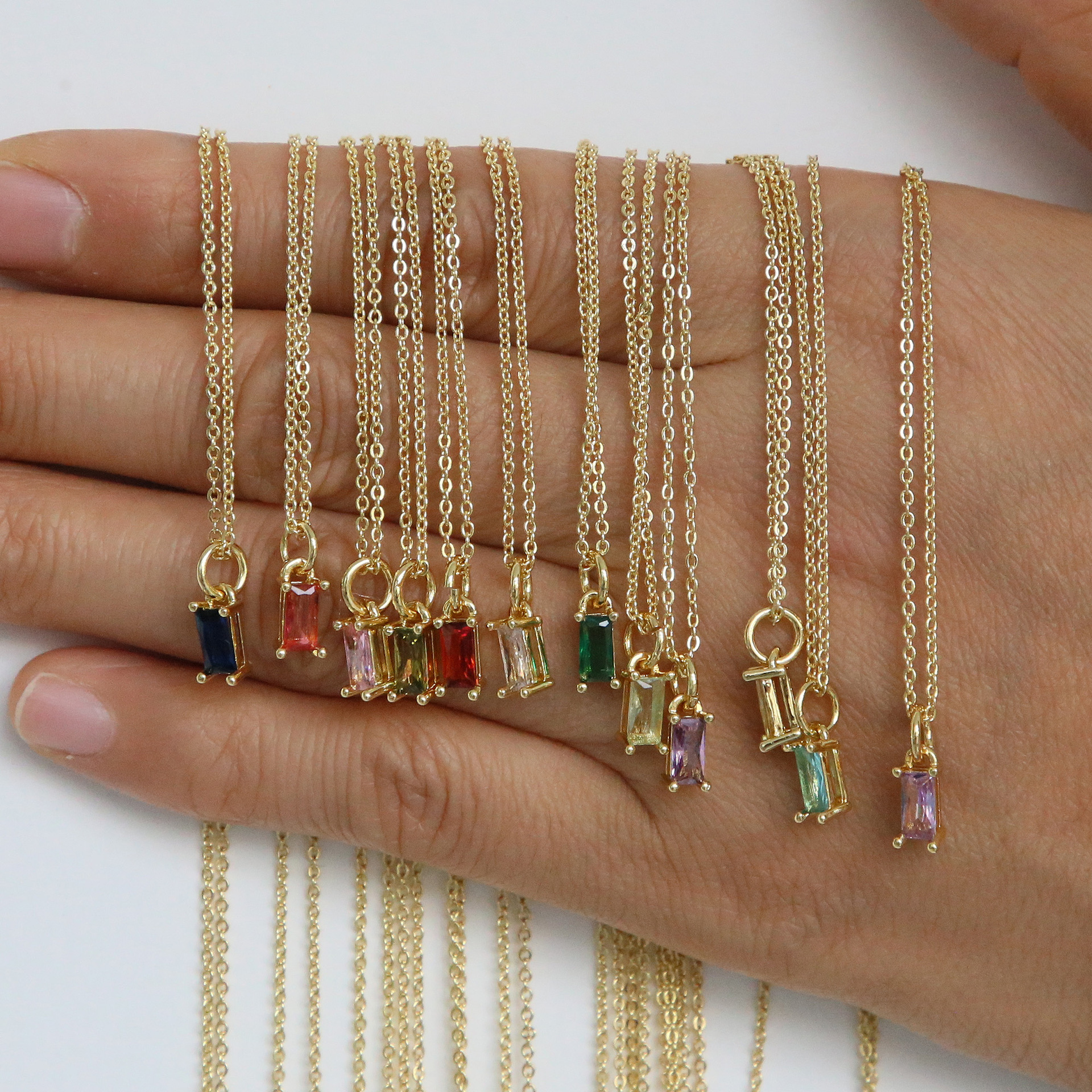 Copper Chain Material cable chain Chain Type Wholesale Jewelry Classic Style Letter Copper Brass Birthstone Plating Cable Chain Pendant Necklace
