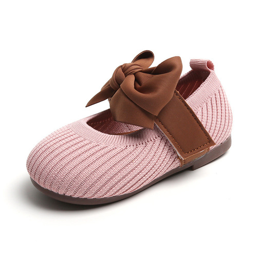 Children's Shoes  Spring New Korean Style Bow Girls Princess Shoes Little Children's Fly Weave Soft Sole Baby Shoes