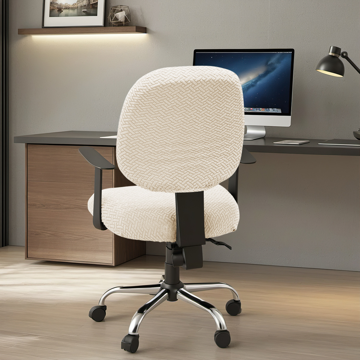 Transfronterizos sólidos rayas cubierta de silla elástica jersey jacquard cubierta de silla de oficina cubierta de silla antideslizante cubierta