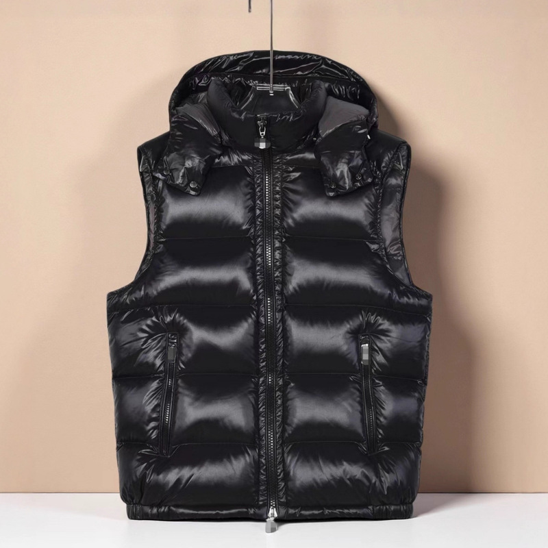 Bormes High Version Hooded Vest down Jacket Maya Vest Unisex Solid Color Hooded