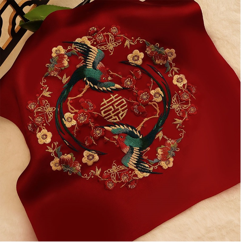 【喜上梅梢】婚扇团扇口金包diy材料绣花片喜庆手工礼物|undefined