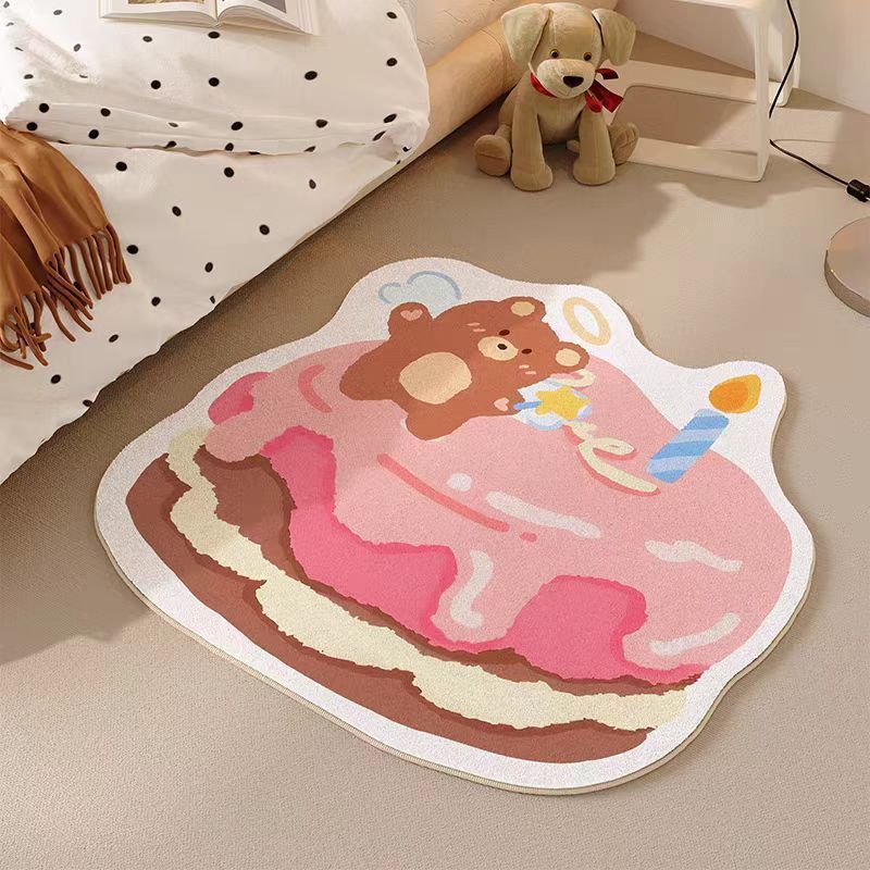 Cute Girly Heart-Shaped Imitation Cashmere Carpet, Wear-Resistant and Non-Slip, Bedroom Bedside Blanket, Cool and Plush Home Floor Mat