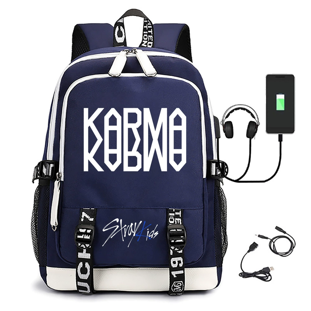 Новый альбом Stray Kids karma print средней школы сумка USB повседневная школьная сумка для путешествий на улице
