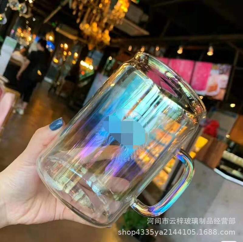 星父克700ml韓国レーザー極光ガラスコップミルクカップ女子大容量高颜値コーヒーカップ|undefined