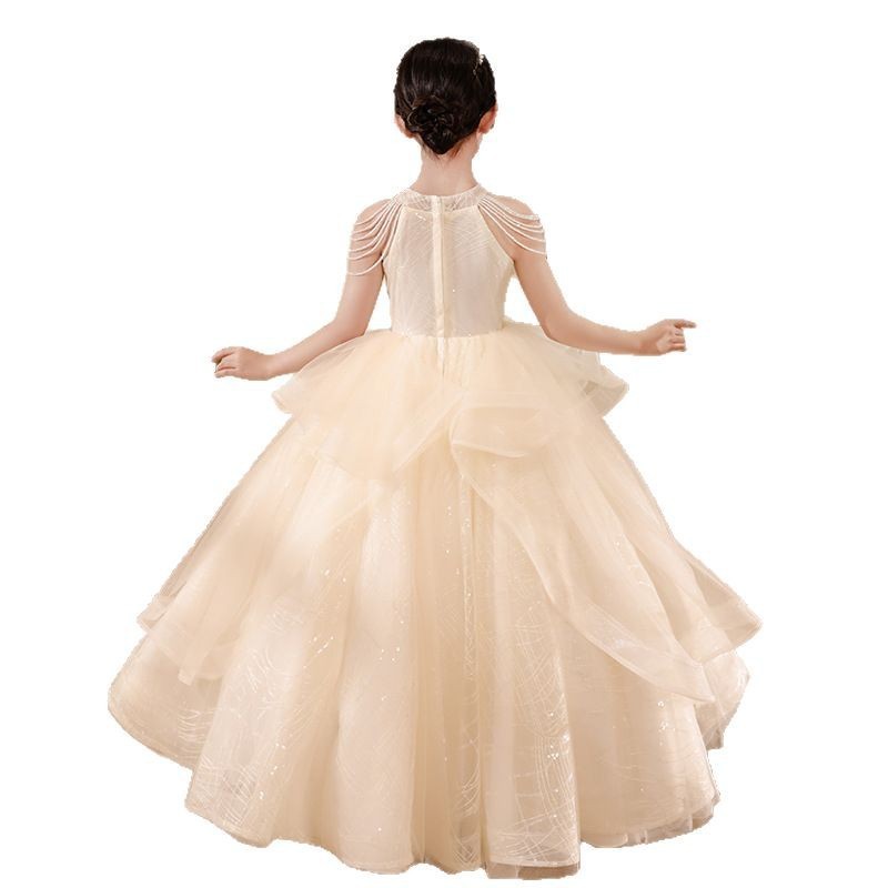 子供ドレスプリンセスドレス 2025 フラワーガール少女子供の誕生日ライト高級プリンセスドレスホストキャットウォークパフォーマンスドレス|undefined