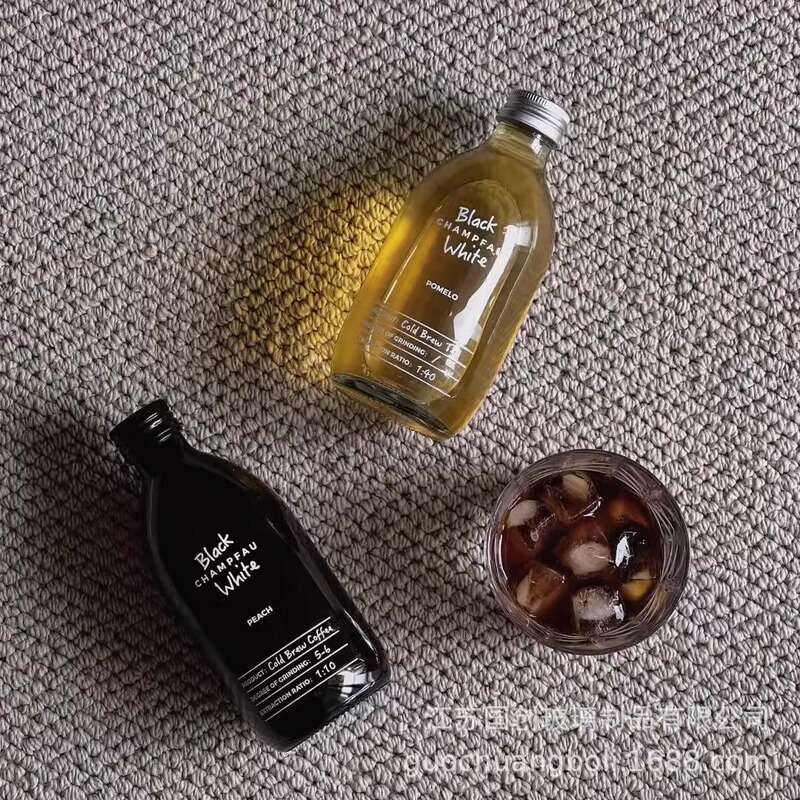 Internet Celebrity Qiyi Water Bottle 350ml Empty Glass Bottle Cold Brew Tea Bottle Cold Brew Coffee Bottle Beverage Fruit Wine Bottle