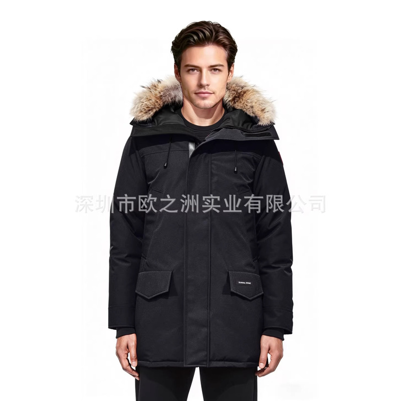 Palm Moose Large Fur Collar Hooded Parka Men's Winter Mid-Length Thickened down Jacket Foreign Trade Supply