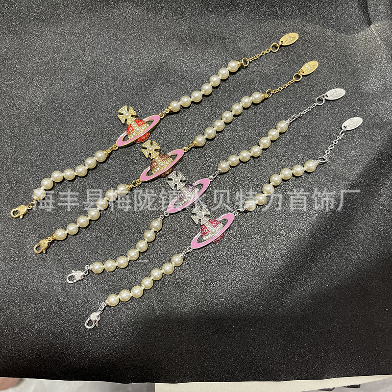 V Gold Craft high quality Queen Mother Enamel Pearl Bracelet Light Luxury Niche High Sense Factory Outlet