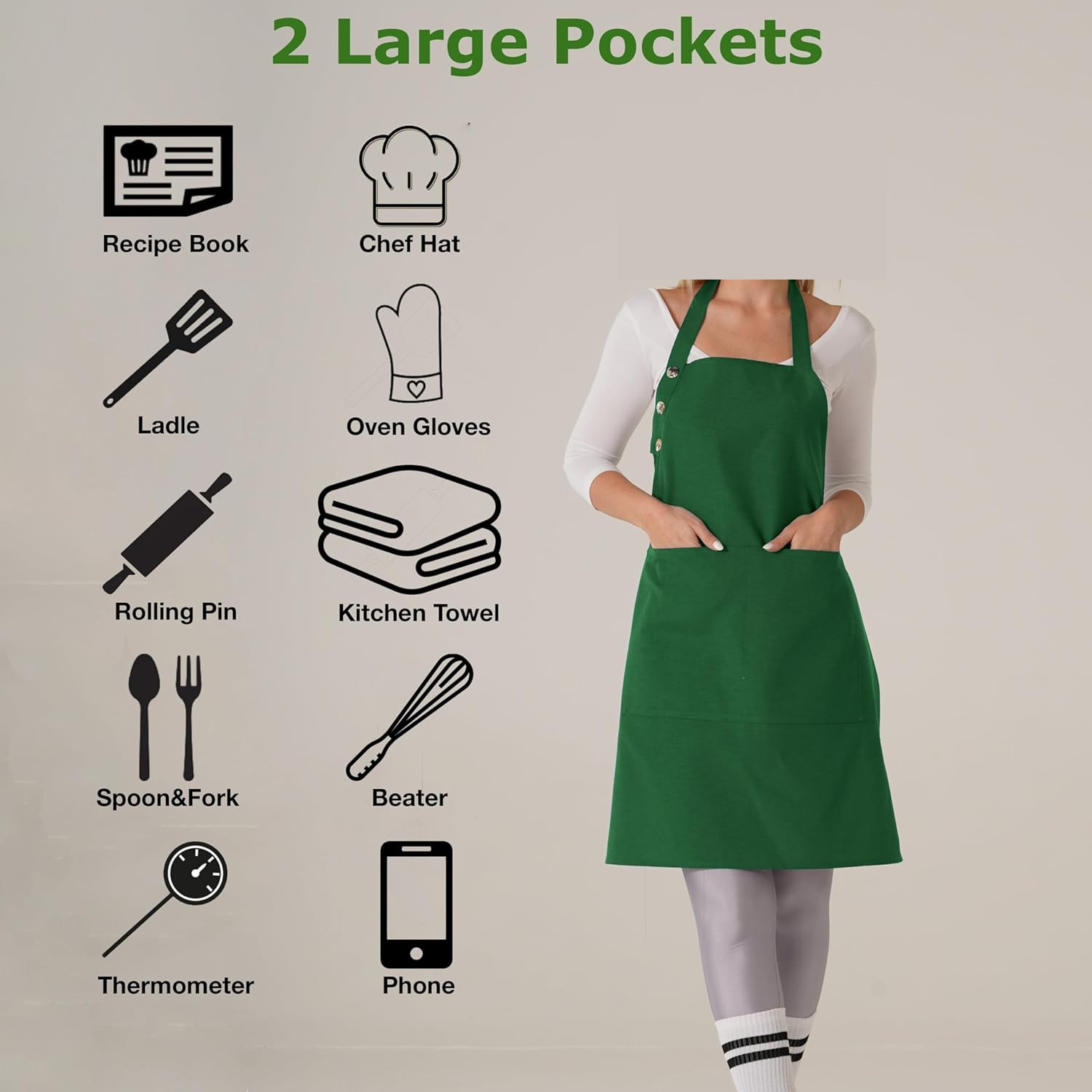 Amazon delantal transfronterizo cuello 3 botones ajustable pintura de cocina manicuría ropa de trabajo delantal logo personalizado