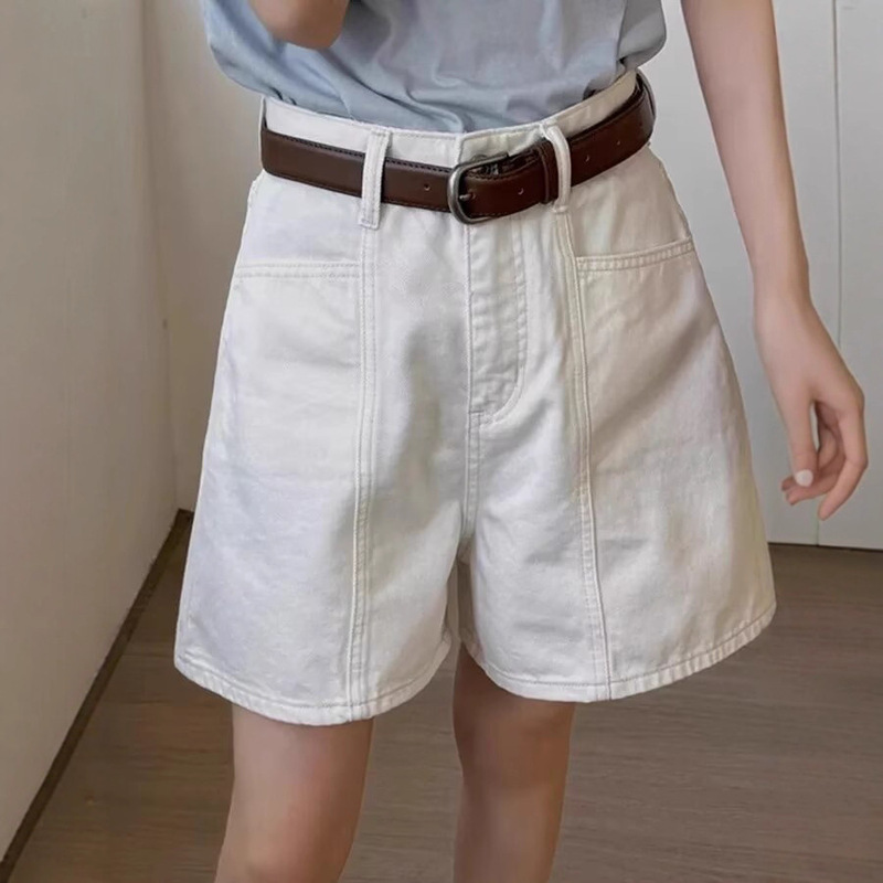 Plus-Size Retro American-Style A-Line Denim Shorts for Women, Summer Versatile High-Waisted Slimming Wide-Leg Pants for Curvy Figures