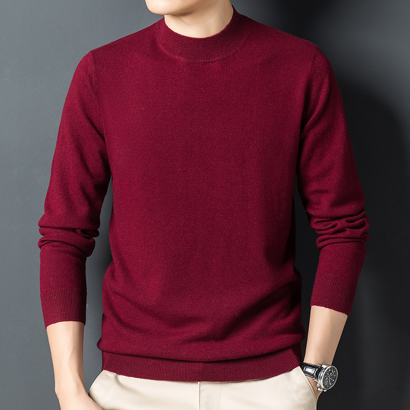 Demi-season woolen fashionable trend long-sleeve with a round collar