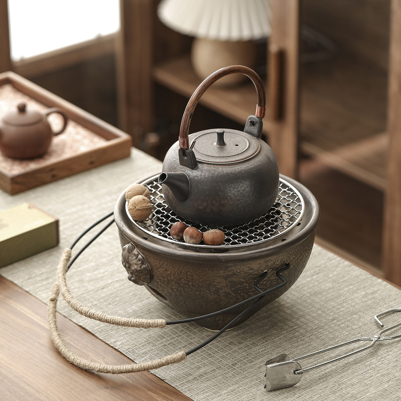 Rough Pottery Teapot for Stove Brewing, Ceramic Household Small Outdoor Open Flame Charcoal Roasting Pot, Teapot with Handle Set Rough Pottery Teapot for Stove Brewing, Ceramic Household Small Outdoor Open Flame Charcoal Roasting Pot, Teapot with Handle Set