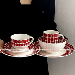 WBZ7芬蘭24小時同款紅點點陶瓷餐具家用碗碟西餐盤子咖啡杯碟馬克