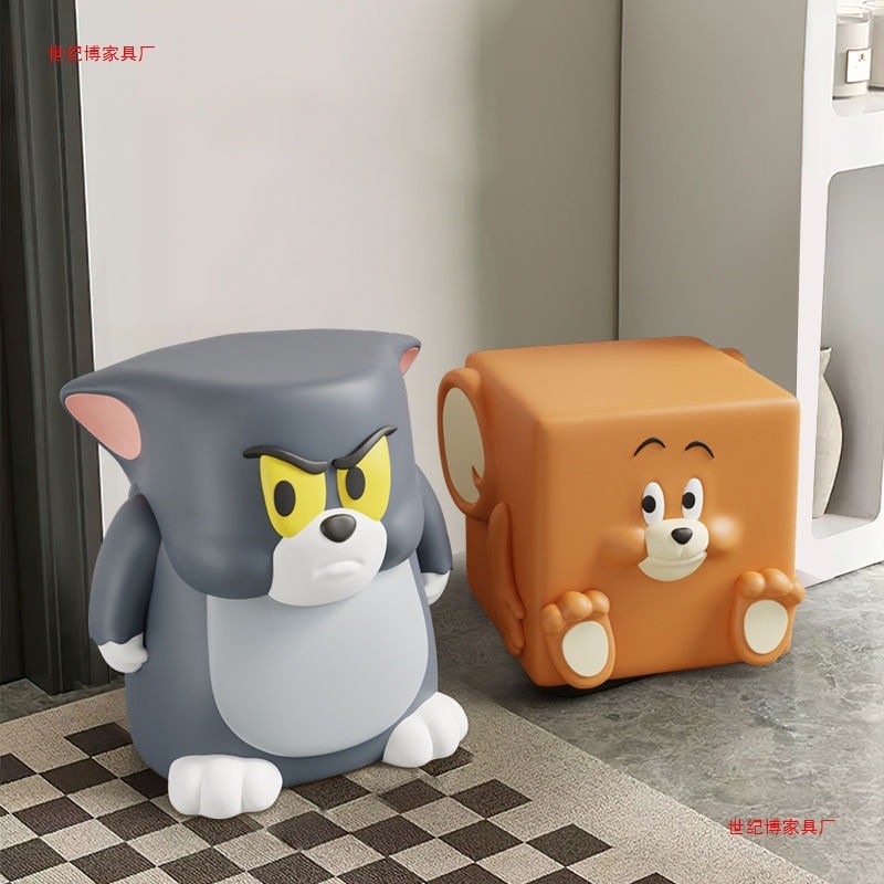 卡通小凳子猫老鼠落地摆件客厅矮凳电视柜换鞋凳家居装饰品床头柜|undefined