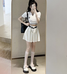 Real Shot College Style Casual suit Women's Summer 2022 New Fashion Western Style Skirt Two-Piece Set