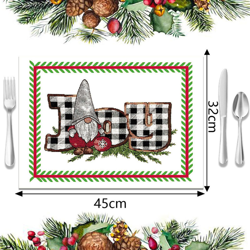売れ筋のクロスボーダークリスマスデコレーションプレースマット、新しいホリデー食器断熱マット、リネン防汚洋食プレースマット|undefined