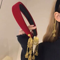ミャオ族エスニックスタイルブラックベルベットヘッドバンド、ハイエンドヘッドバンド、ヘアアクセサリー、女性用ヘアピン、中国風の新しい中国風のヘッドバンド