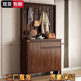 家用门口挂衣一体玄关收纳柜实木鞋柜家用门口挂衣一体玄关收纳柜