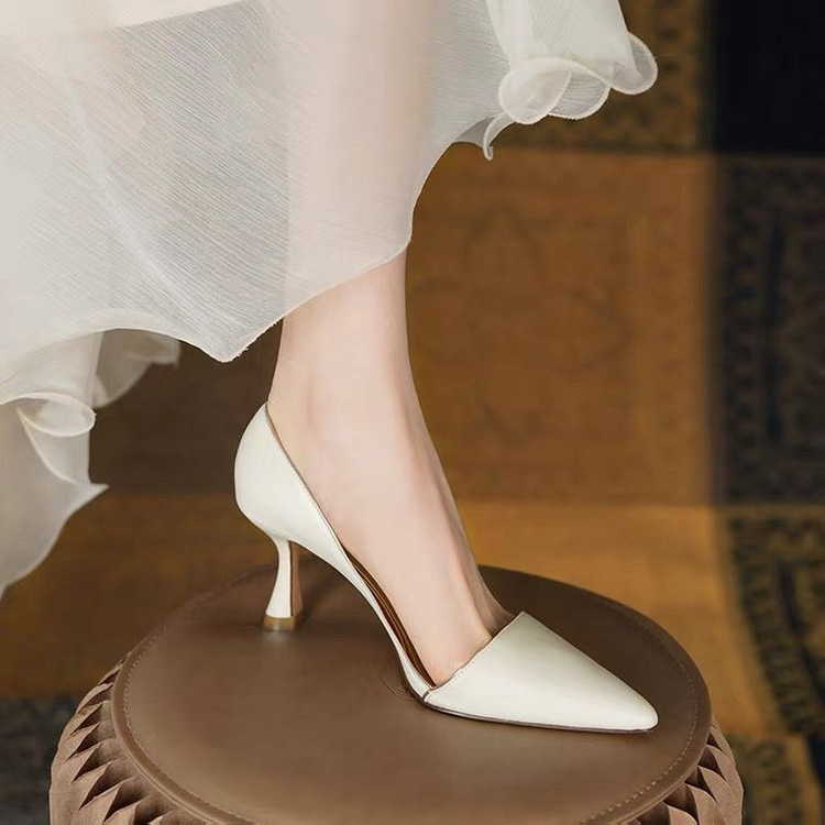 Super Soft Chic Light Luxury French Style Shoes With Cap Shallow Mouth Fairy Gentle Pointed Toe High Heels_vogvips.com
