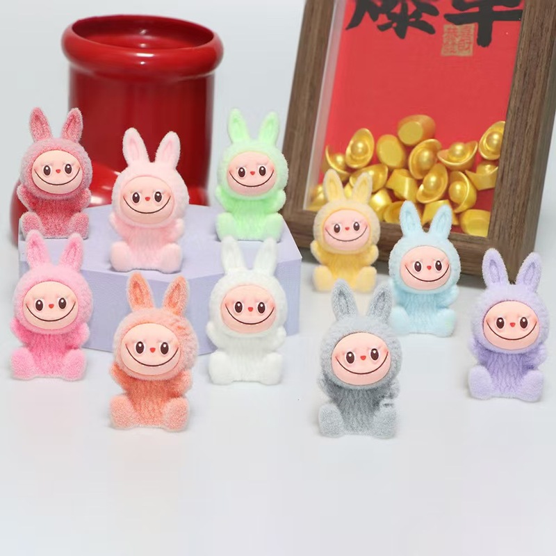 新款马卡龙植绒拉布布diy卡通手办盲盒高颜值可爱迷你公仔桌面|undefined