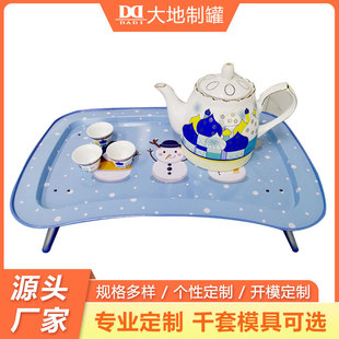 Earth cans in stock wholesale creative printing waist-shaped metal tray household tinplate tray with feet