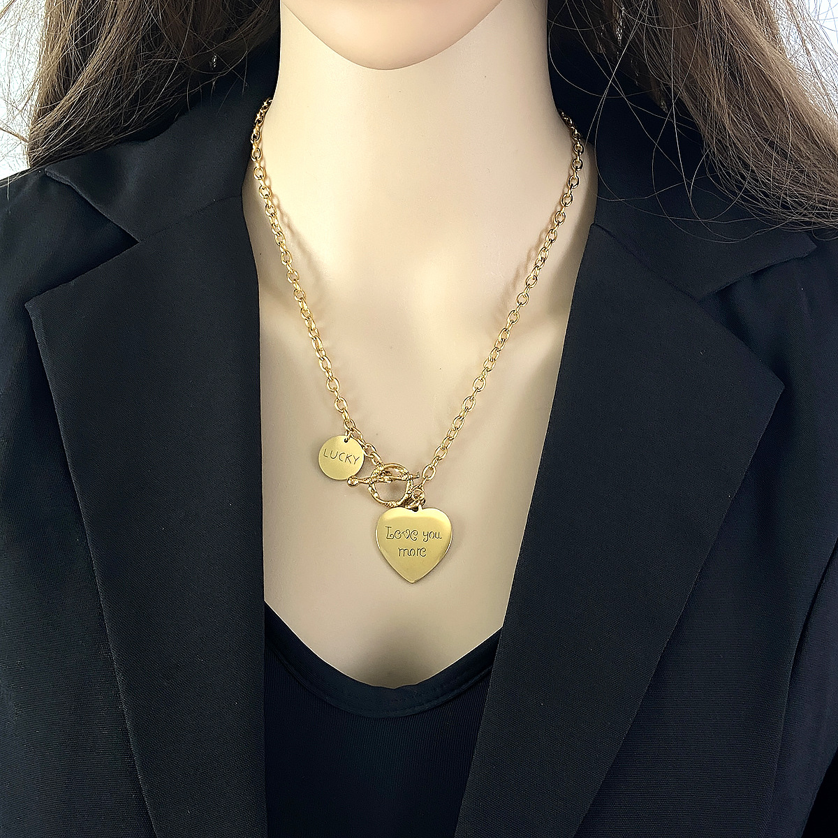 INS Style Heart Shape Copper Plating Pendant Necklace 1 Piece