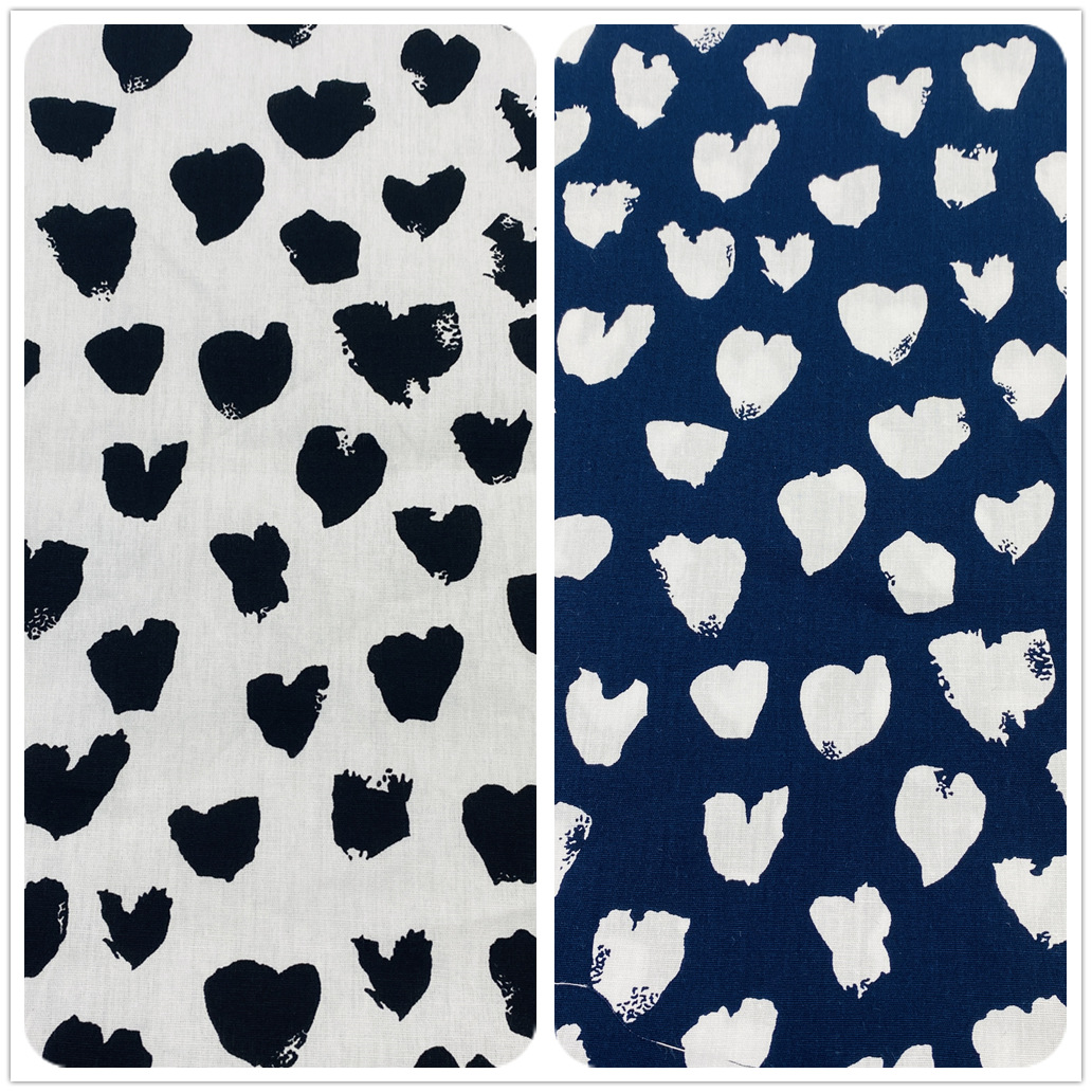 夏新新款桃心印花布 40支平纹棉布印花 童装女装衬衣连衣裙面料