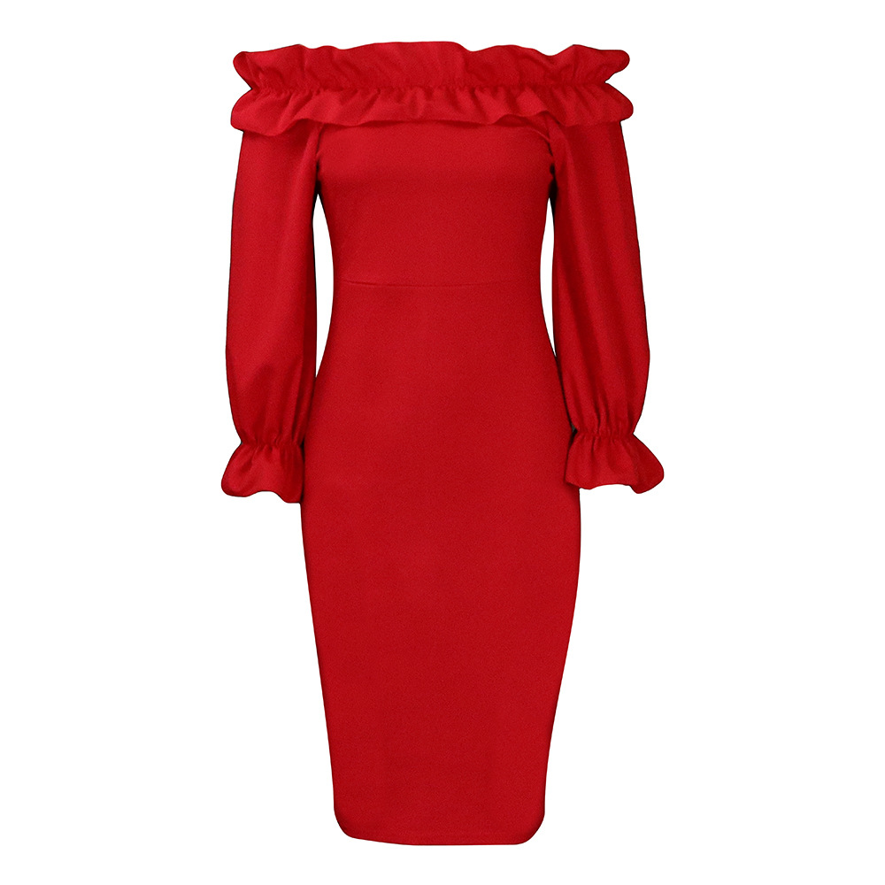 Off Shoulder Long Sleeve Dress Elegant Fit Plus Size Autumn Fashion Perfect for Parties and Events Wholesale