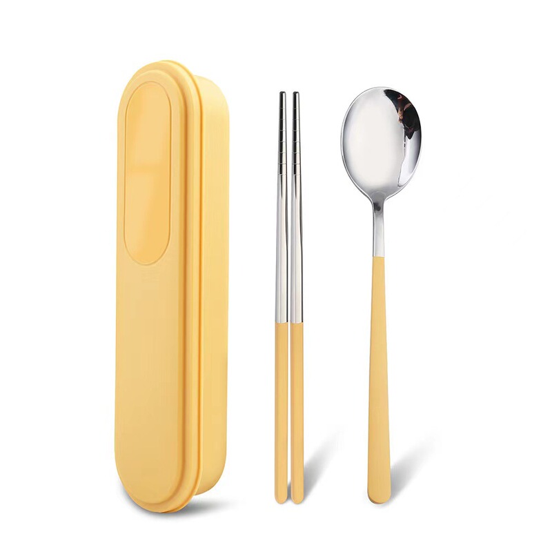 304ステンレス携帯食器三点セット学生屋外食器セット引き出し箱プレゼントスプーンフォーク箸|undefined