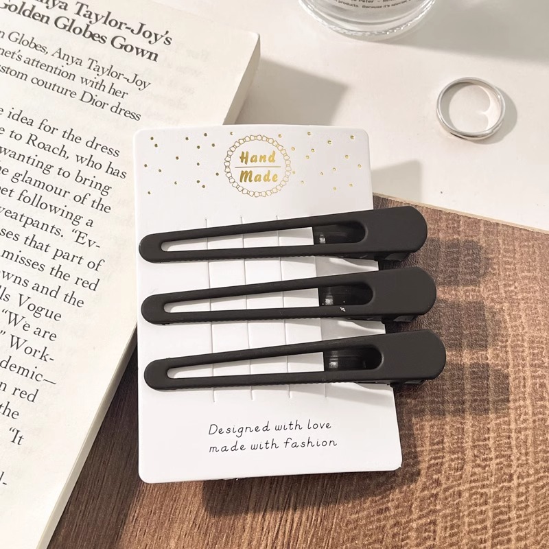 2025 nuevo estilo horquilla negra para mujer, cabello roto en la frente, clip de pico de pato lateral, clip para accesorios para el cabello para adultos, clip simple de una palabra