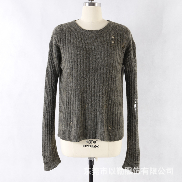 Sweater Processing Factory Custom Production of Tattered and Destroyed Wool Sweaters Street Japanese Single Sweaters